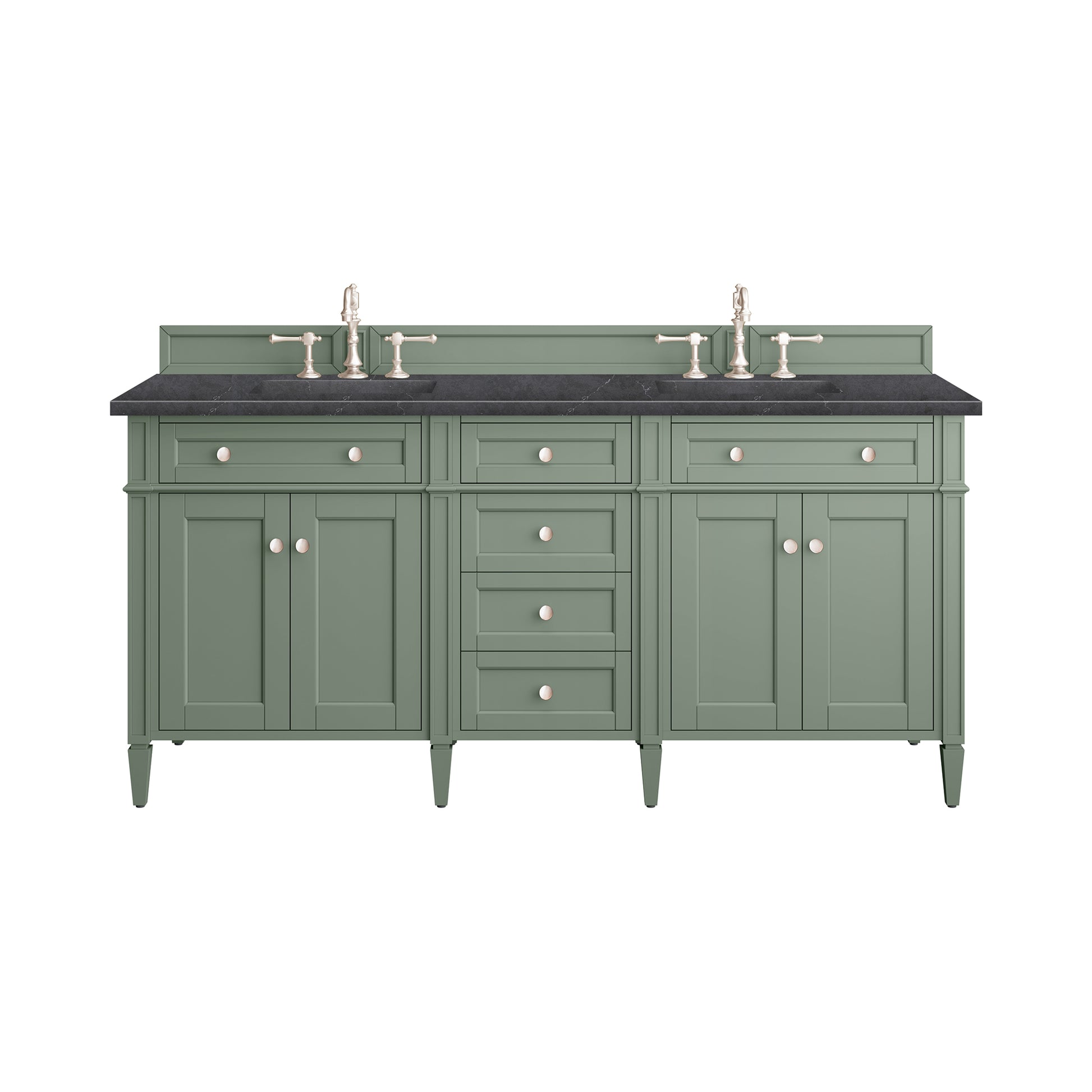 Brittany 72" Double Vanity, Smokey Celadon w/ 3CM Charcoal Soapstone Top James Martin Vanities