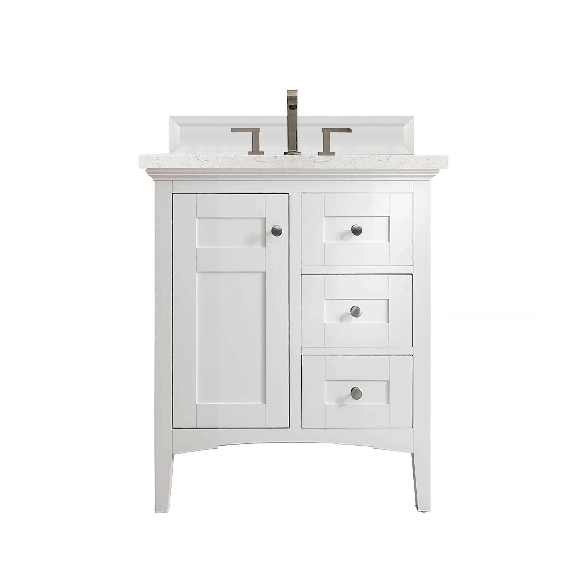 Palisades 30" Single Vanity, Bright White, w/ 3 CM Eternal Jasmine Pearl Quartz Top James Martin Vanities