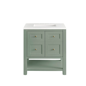 Breckenridge 30" Single Vanity, Smokey Celadon w/ 3CM White Zeus Top James Martin Vanities