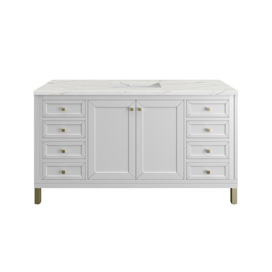 Chicago 60" Single Vanity, Glossy White w/ 3CM Ethereal Noctis Top James Martin Vanities