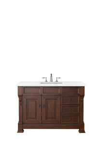 Brookfield 48" Single Vanity, Warm Cherry w/ 3 CM Arctic Fall Solid Surface Top James Martin Vanities