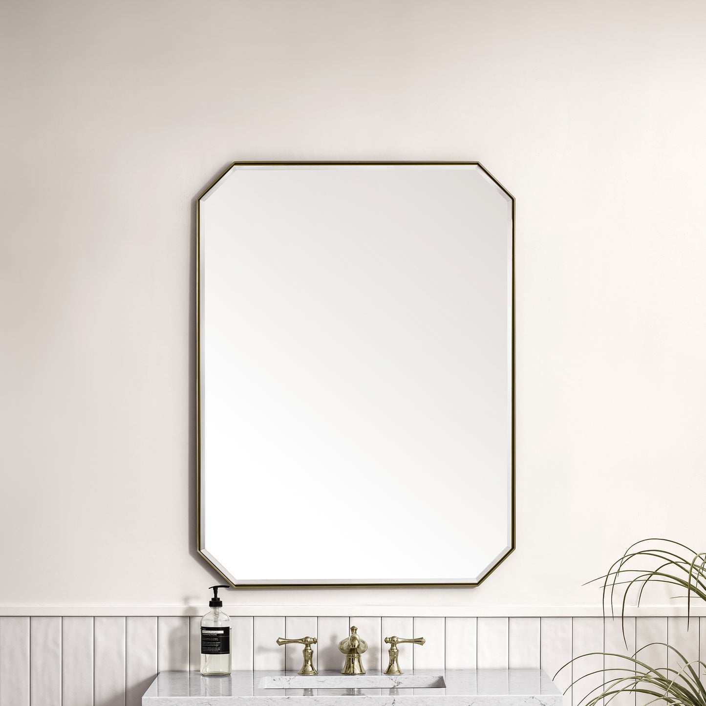 Rohe 30" Octagon Mirror, Champagne Brass James Martin Vanities