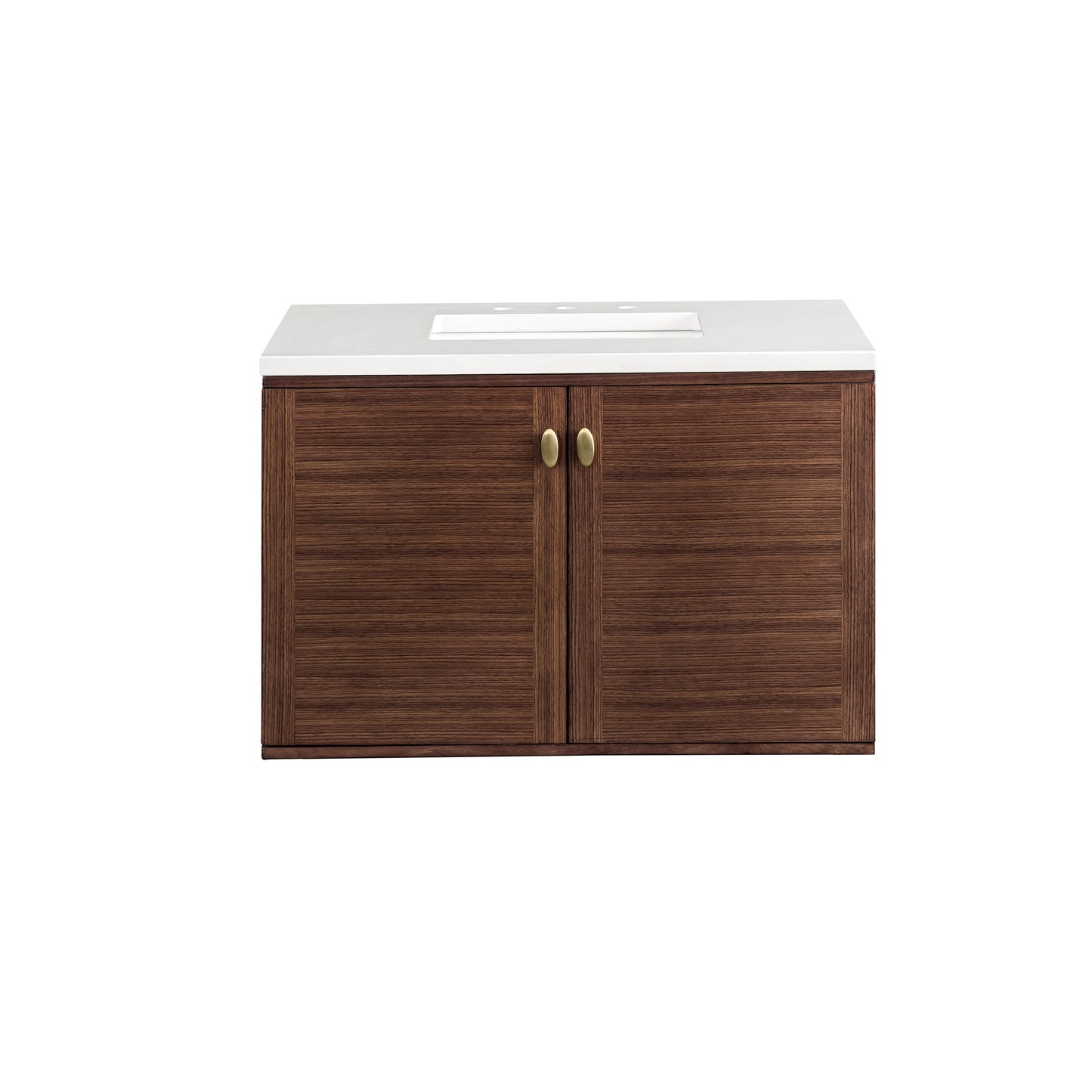 Amberly 36" Single Vanity, Mid-Century Walnut w/ 3CM White Zeus Top James Martin Vanities
