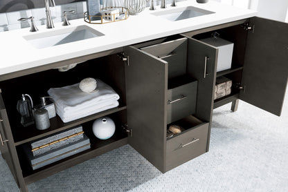 Bathroom Vanities Outlet Atlanta Renovate for LessMetropolitan 72" Double Vanity, Silver Oak, w/ 3 CM White Zeus Quartz Top