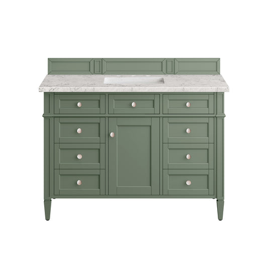 Brittany 48" Single Vanity, Smokey Celadon w/ 3CM Eternal Jasmine Pearl Top James Martin Vanities