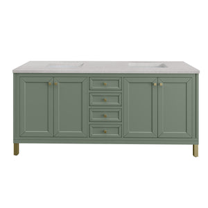 Chicago 72" Double Vanity, Smokey Celadon w/ 3CM Eternal Serena Top James Martin Vanities