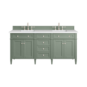 Brittany 72" Double Vanity, Smokey Celadon w/ 3CM White Zeus Top James Martin Vanities