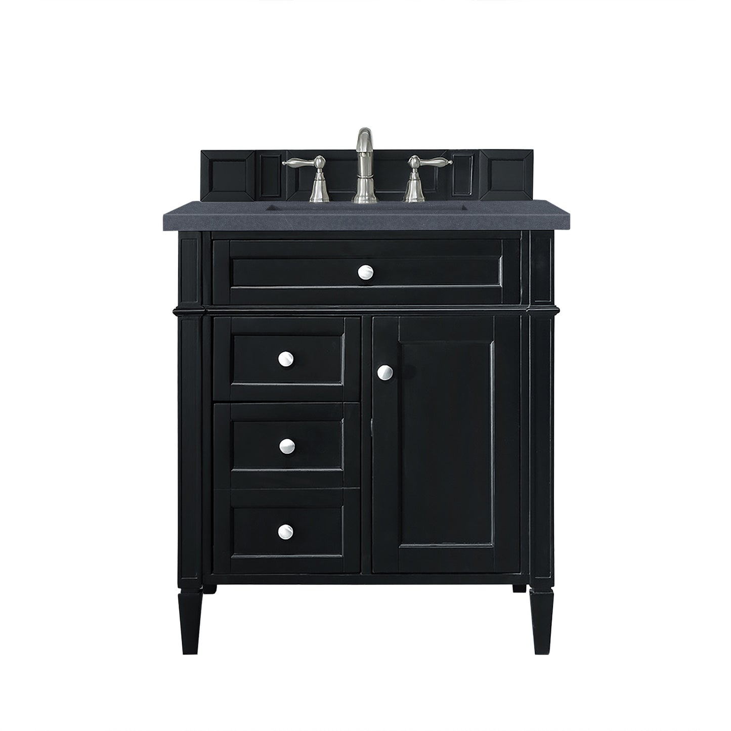Brittany 30" Single Vanity, Black Onyx, w/ 3 CM Charcoal Soapstone Quartz Top James Martin Vanities