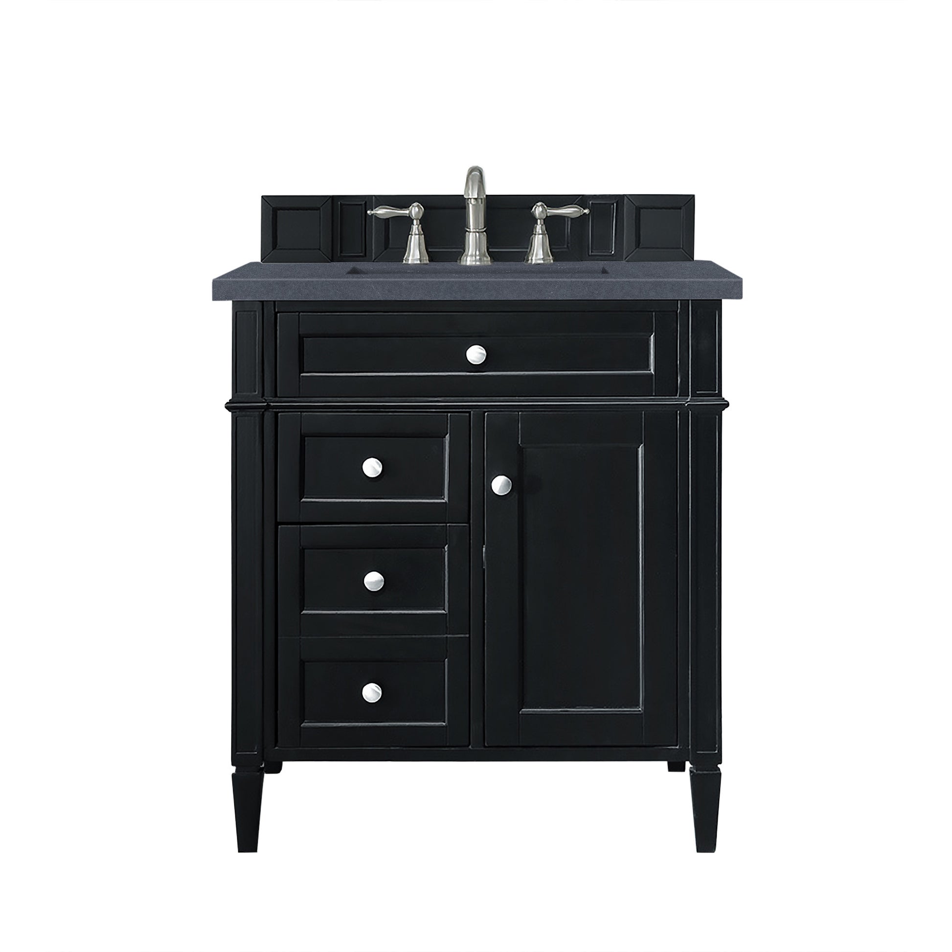 Brittany 30" Single Vanity, Black Onyx, w/ 3 CM Charcoal Soapstone Quartz Top James Martin Vanities