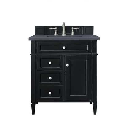 Brittany 30" Single Vanity, Black Onyx, w/ 3 CM Charcoal Soapstone Quartz Top James Martin Vanities