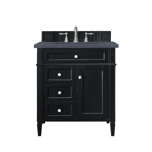Brittany 30" Single Vanity, Black Onyx, w/ 3 CM Charcoal Soapstone Quartz Top James Martin Vanities