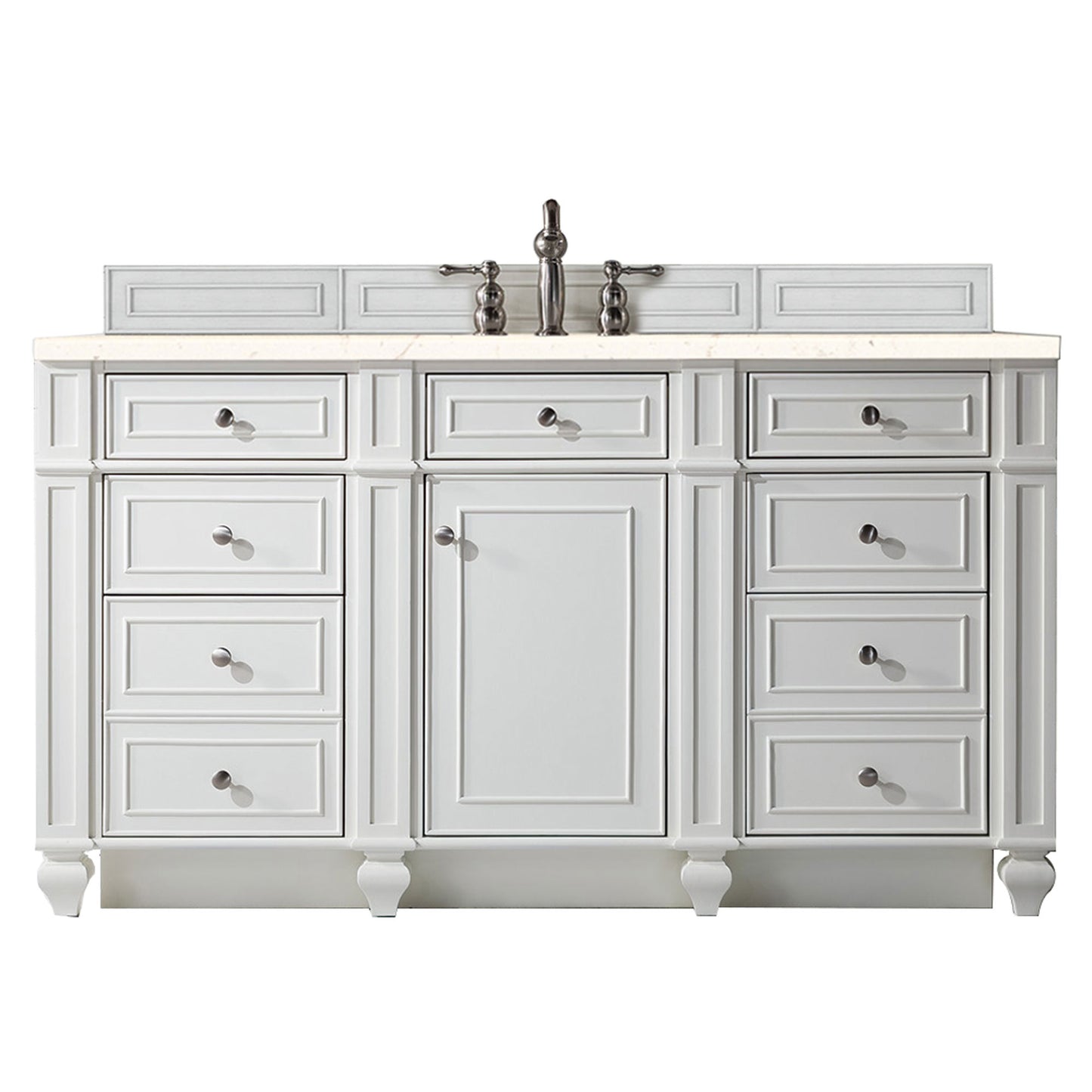 Bristol 60" Single Vanity, Bright White, w/ 3 CM Eternal Marfil Quartz Top James Martin Vanities