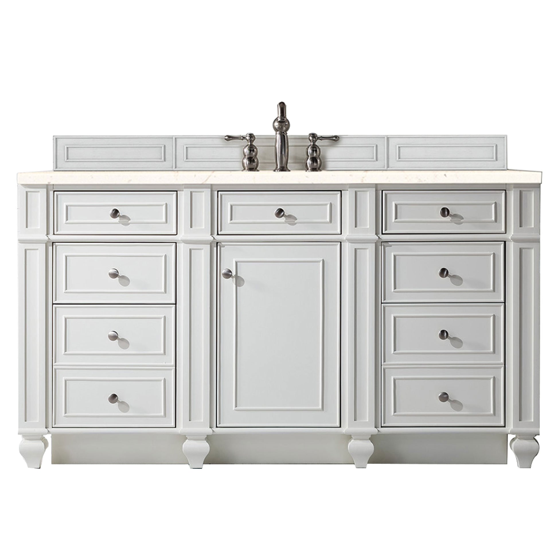 Bristol 60" Single Vanity, Bright White, w/ 3 CM Eternal Marfil Quartz Top James Martin Vanities