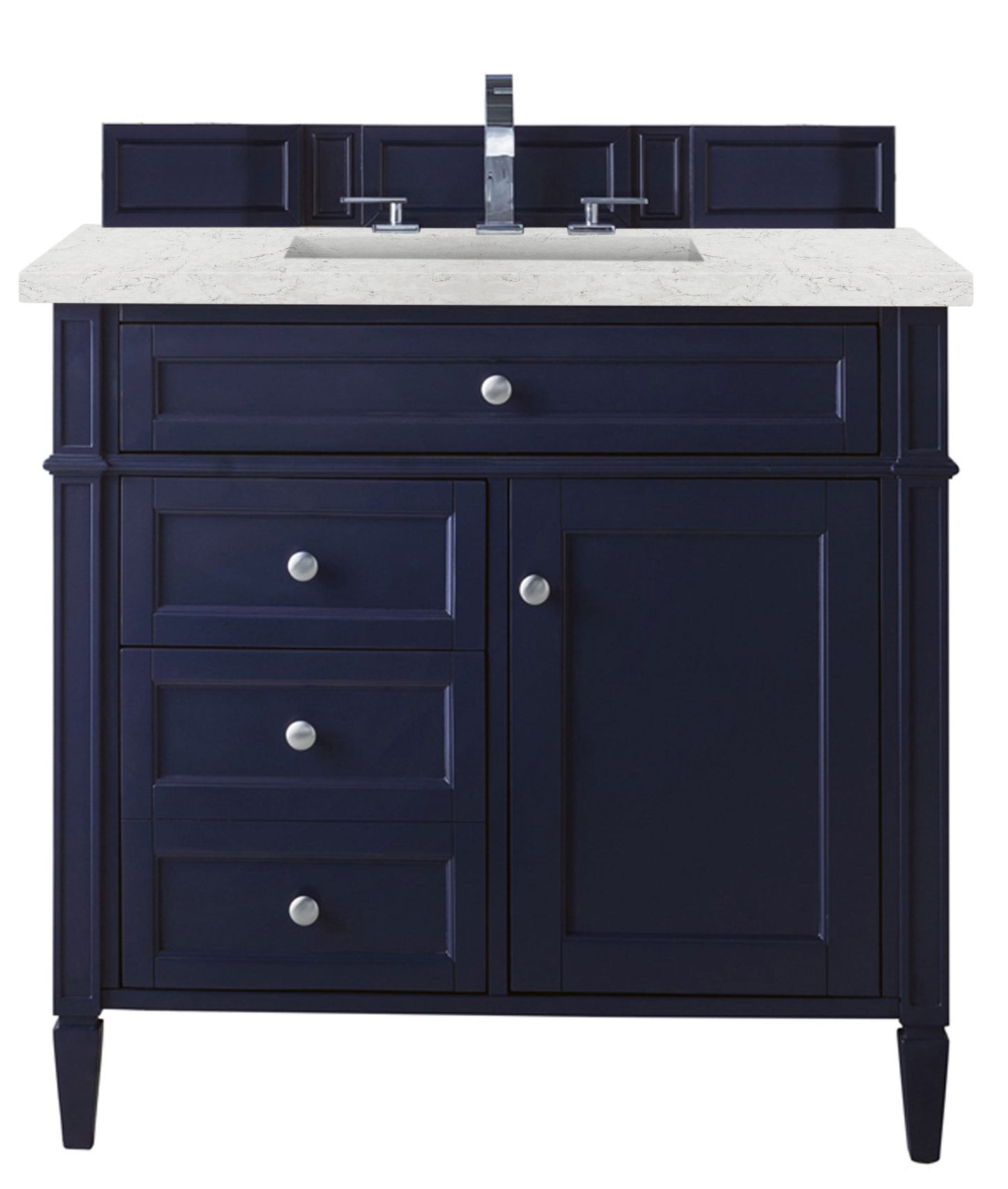 Brittany 36" Victory Blue Single Vanity w/ 3 CM Eternal Jasmine Pearl Quartz Top James Martin Vanities