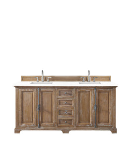 Providence 72" Double Vanity Cabinet, Driftwood, w/ 3 CM White Zeus Quartz Top James Martin Vanities