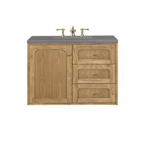 Laurent 36" Single Vanity, Light Natural Oak w/ 3CM Grey Expo Top James Martin Vanities
