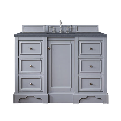De Soto 48" Single Vanity, Silver Gray w/ 3 CM Charcoal Soapstone Quartz Top James Martin Vanities