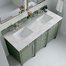 Load image into Gallery viewer, Bathroom Vanities Outlet Atlanta Renovate for LessBrittany 60&quot; Double Vanity, Smokey Celadon w/ 3CM Carrara Marble Top