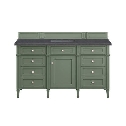 Brittany 60" Single Vanity, Smokey Celadon w/ 3CM Charcoal Soapstone Top James Martin Vanities
