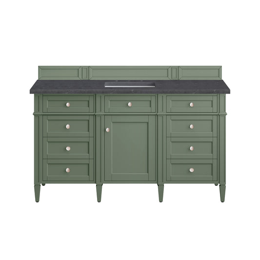 Brittany 60" Single Vanity, Smokey Celadon w/ 3CM Charcoal Soapstone Top James Martin Vanities