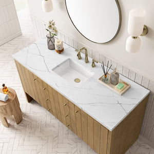 Bathroom Vanities Outlet Atlanta Renovate for LessHudson 60" Single Vanity, Light Natural Oak w/ 3CM Ethereal Noctis Top