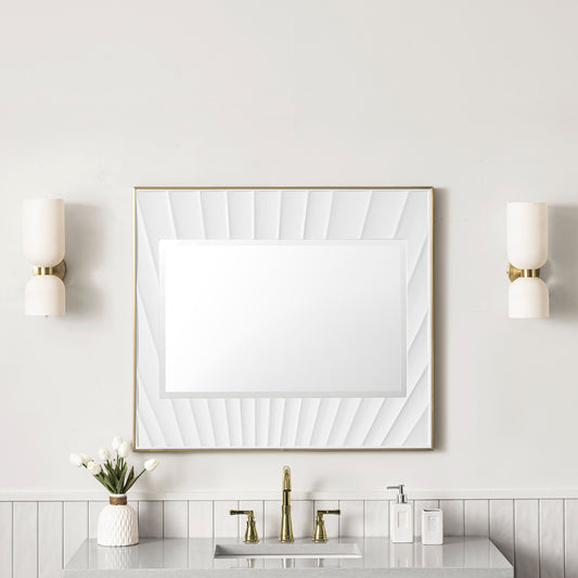 Soleil 36" Mirror, Matte White with Gold James Martin Vanities