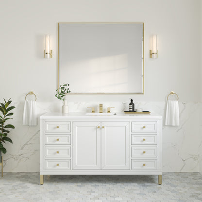 Chicago 60" Single Vanity, Glossy White w/ 3CM White Zeus Top James Martin Vanities