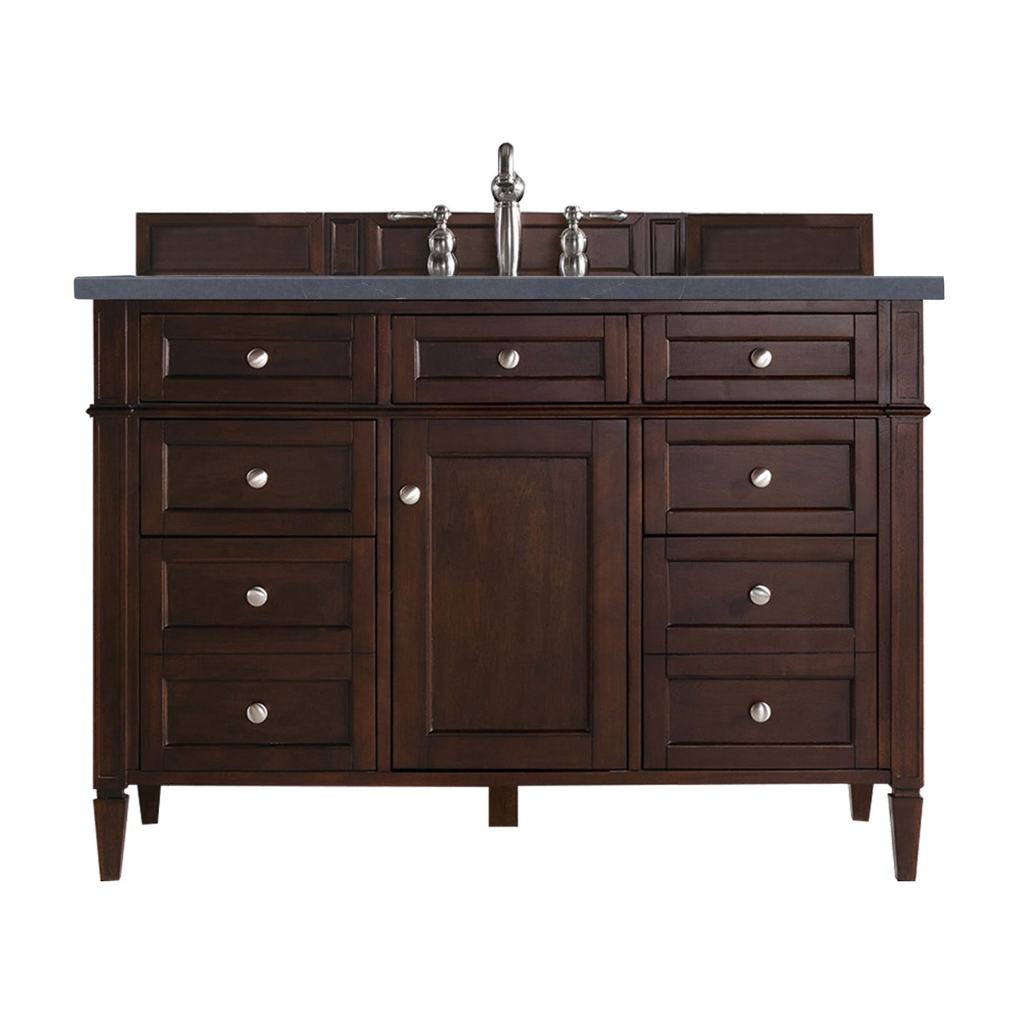 Brittany 48" Burnished Mahogany Single Vanity w/ 3 CM Charcoal Soapstone Quartz Top James Martin Vanities