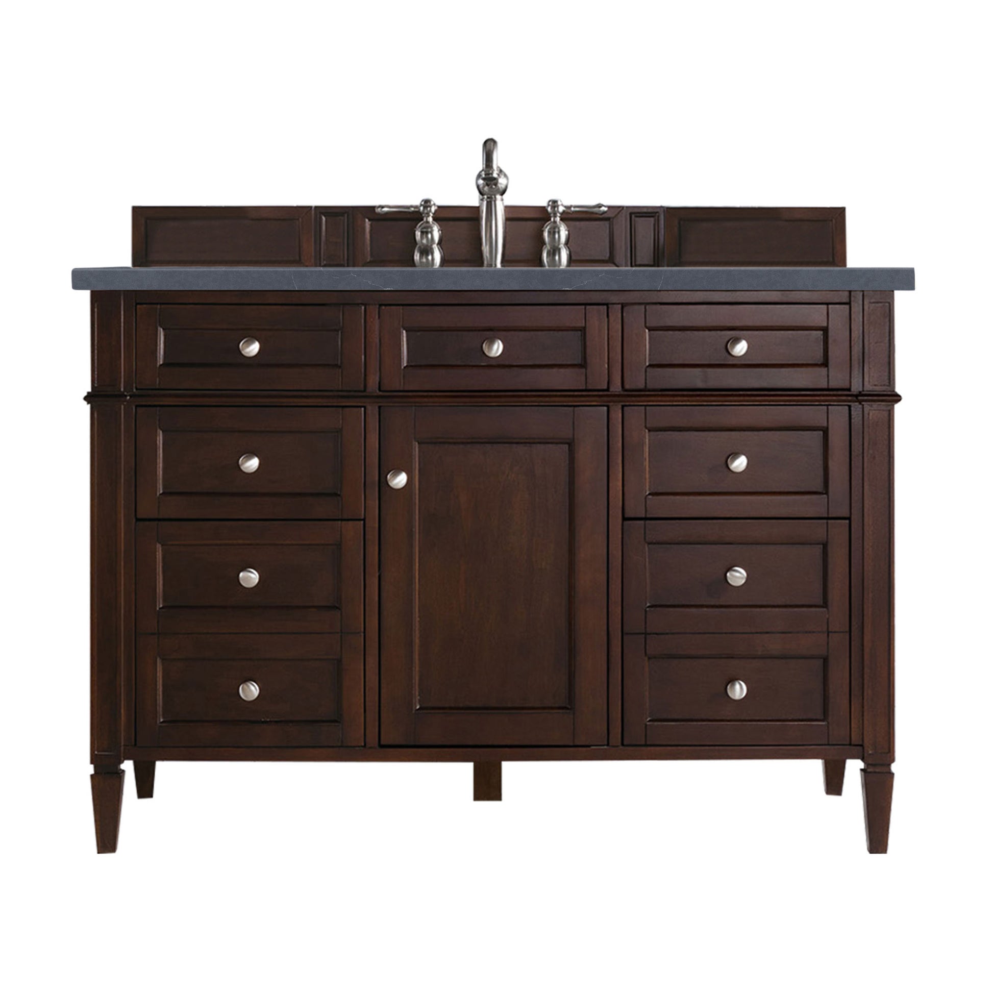 Brittany 48" Burnished Mahogany Single Vanity w/ 3 CM Charcoal Soapstone Quartz Top James Martin Vanities