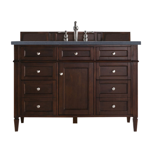 Brittany 48" Burnished Mahogany Single Vanity w/ 3 CM Charcoal Soapstone Quartz Top James Martin Vanities