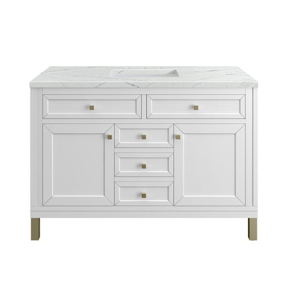 Chicago 48" Single Vanity, Glossy White w/ 3CM Ethereal Noctis Top James Martin Vanities