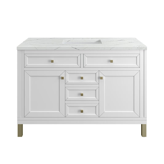 Chicago 48" Single Vanity, Glossy White w/ 3CM Ethereal Noctis Top James Martin Vanities