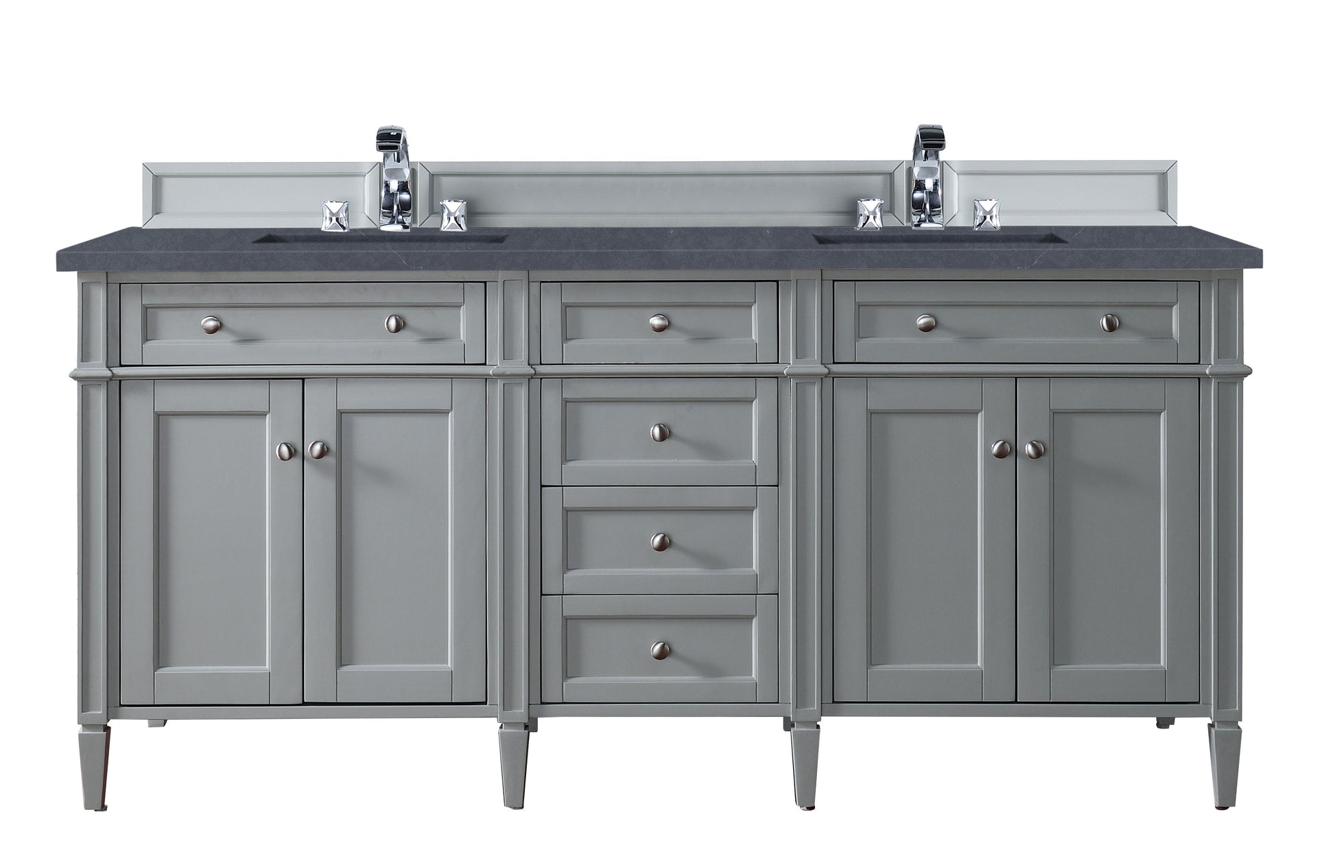 Brittany 72" Urban Gray Double Vanity w/ 3 CM Charcoal Soapstone Quartz Top James Martin Vanities