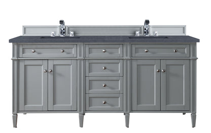 Brittany 72" Urban Gray Double Vanity w/ 3 CM Charcoal Soapstone Quartz Top James Martin Vanities
