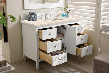 Bathroom Vanities Outlet Atlanta Renovate for LessPalisades 48" Single Vanity, Bright  White, w/ 3 CM Eternal Marfil Quartz Top