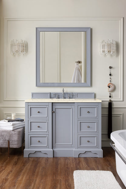 De Soto 48" Single Vanity, Silver Gray w/ 3 CM Eternal Marfil Quartz Top James Martin Vanities