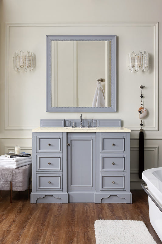 De Soto 48" Single Vanity, Silver Gray w/ 3 CM Eternal Marfil Quartz Top James Martin Vanities