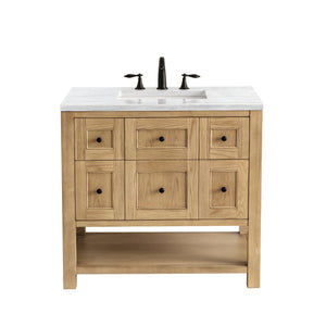 Breckenridge 36" Single Vanity, Light Natural Oak w/ 3CM Arctic Fall Top James Martin Vanities