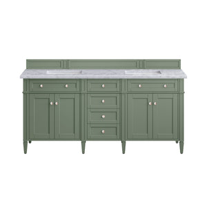 Brittany 72" Double Vanity, Smokey Celadon w/ 3CM Carrara Marble Top James Martin Vanities