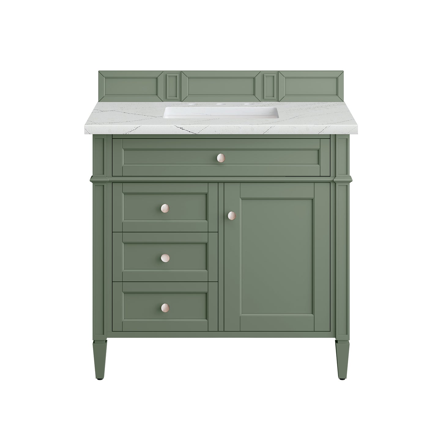 Brittany 36" Single Vanity, Smokey Celadon w/ 3CM Ethereal Noctis Top James Martin Vanities