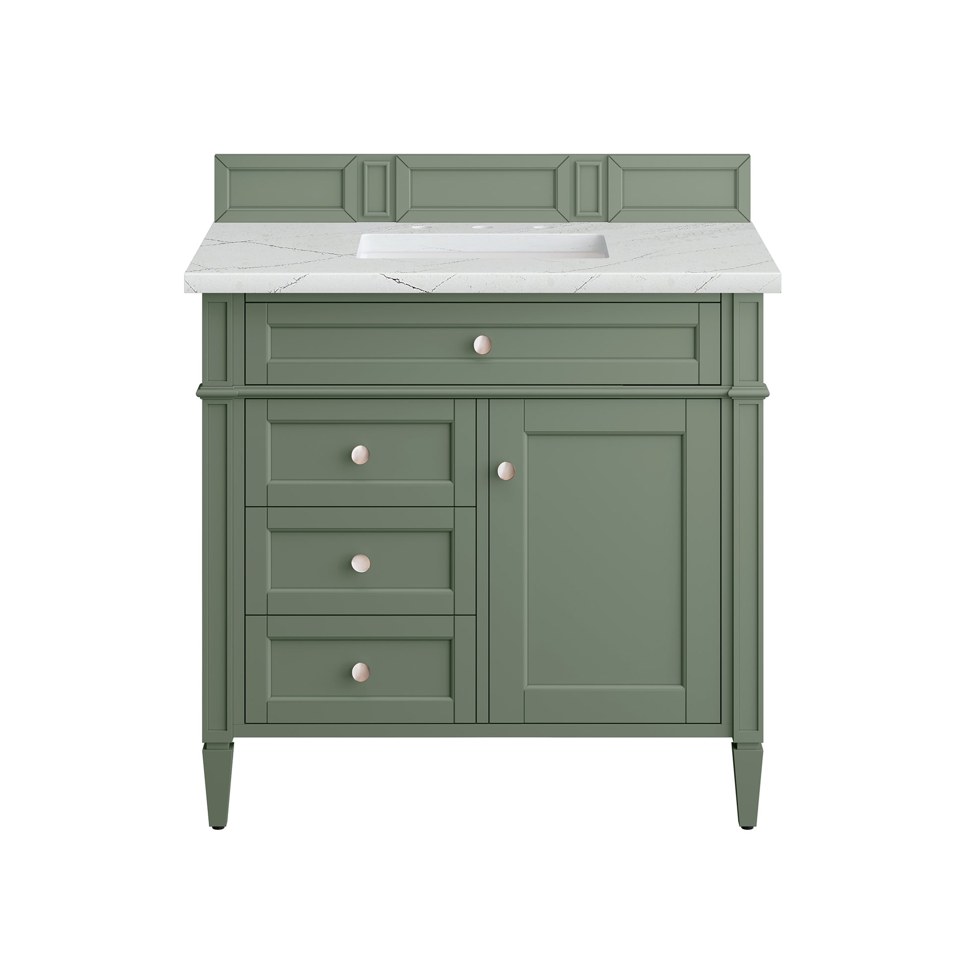 Brittany 36" Single Vanity, Smokey Celadon w/ 3CM Ethereal Noctis Top James Martin Vanities