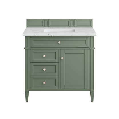 Brittany 36" Single Vanity, Smokey Celadon w/ 3CM Ethereal Noctis Top James Martin Vanities