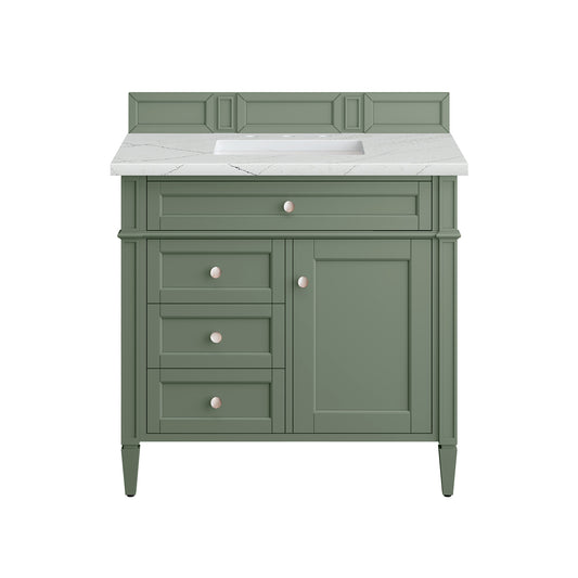 Brittany 36" Single Vanity, Smokey Celadon w/ 3CM Ethereal Noctis Top James Martin Vanities