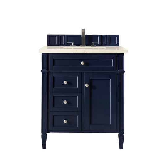 Brittany 30" Single Vanity, Victory Blue w/ 3 CM Eternal Marfil Quartz Top James Martin Vanities