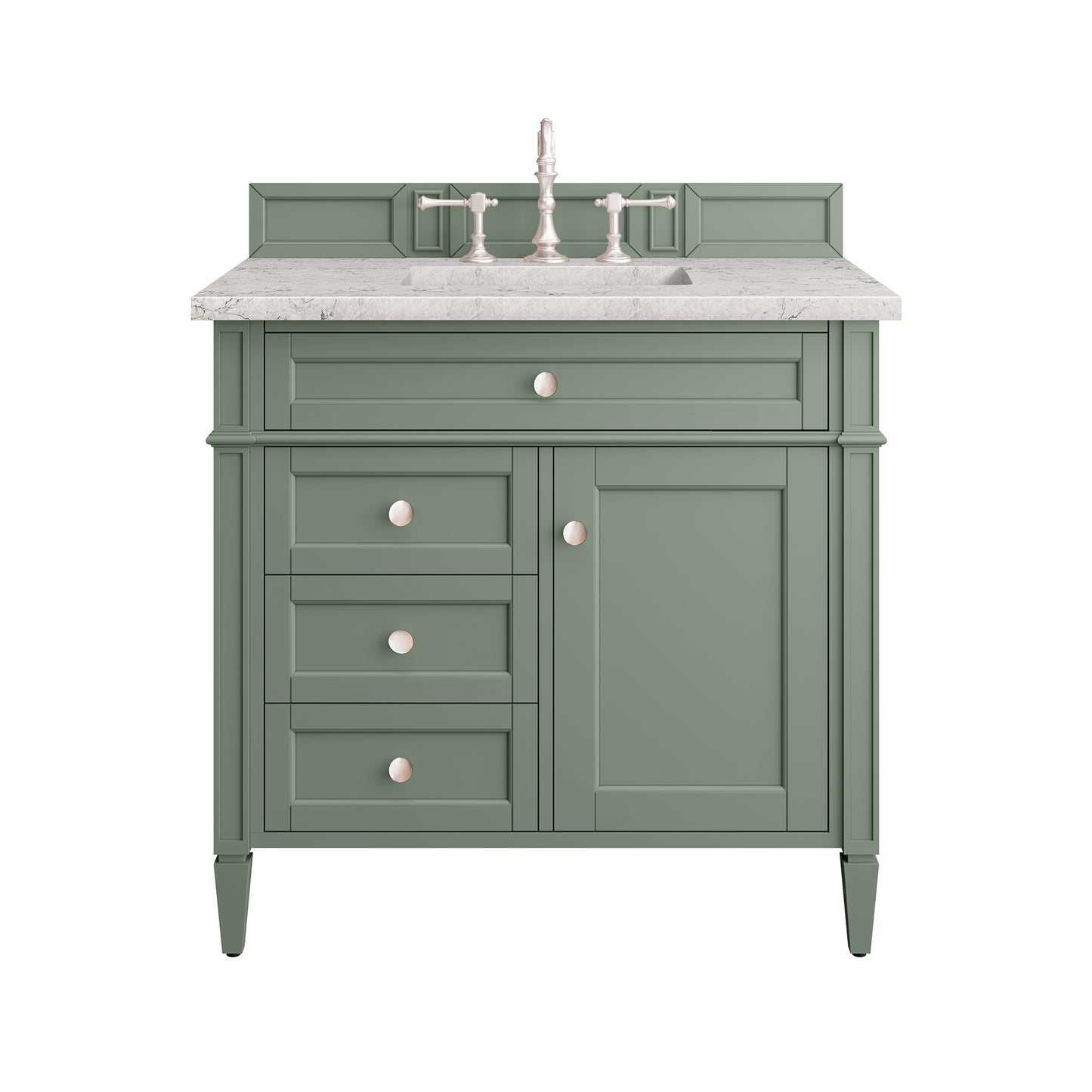 Brittany 36" Single Vanity, Smokey Celadon w/ 3CM Eternal Jasmine Pearl Top James Martin Vanities