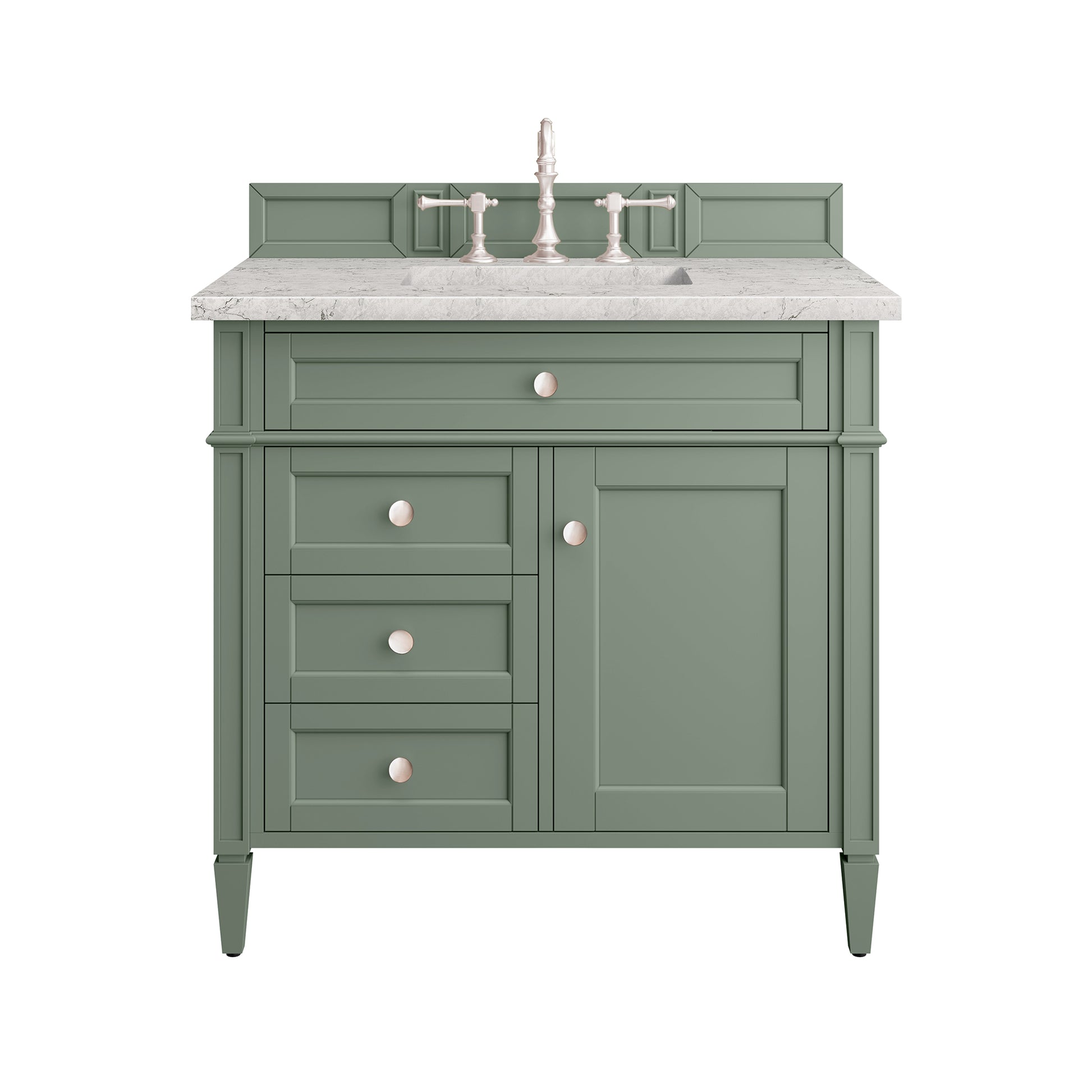 Brittany 36" Single Vanity, Smokey Celadon w/ 3CM Eternal Jasmine Pearl Top James Martin Vanities