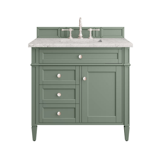 Brittany 36" Single Vanity, Smokey Celadon w/ 3CM Eternal Jasmine Pearl Top James Martin Vanities