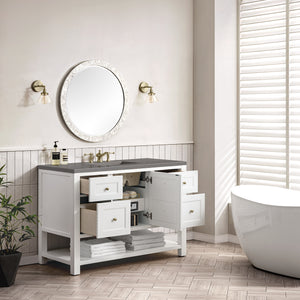 Breckenridge 48" Single Vanity, Bright White w/ 3CM Grey Expo Top James Martin Vanities