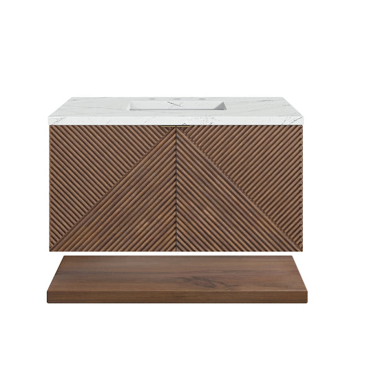 Marcello 36" Single Vanity, Chestnut w/ 3CM Etehreal Noctis Top James Martin Vanities