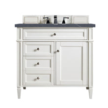 Load image into Gallery viewer, Brittany 36&quot; Bright White Single Vanity w/ 3 CM Charcoal Soapstone Quartz Top James Martin Vanities